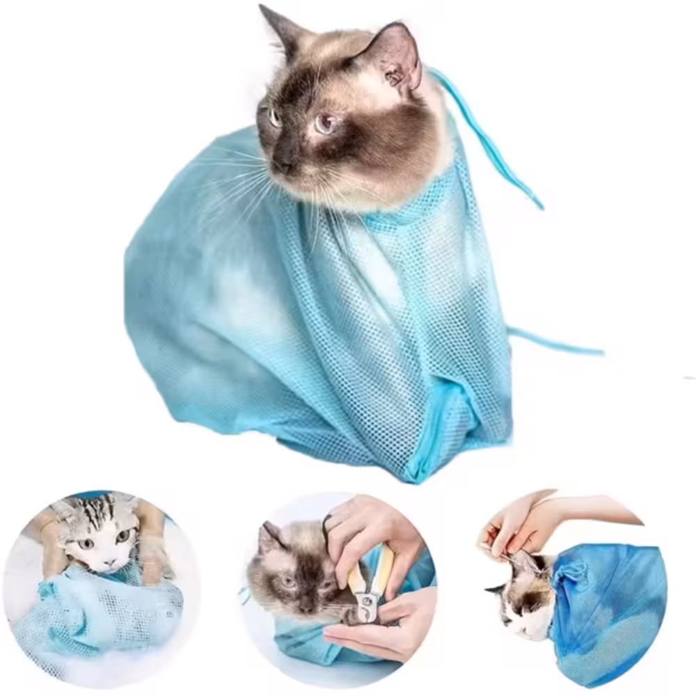 Sac de bain en maille pour chat