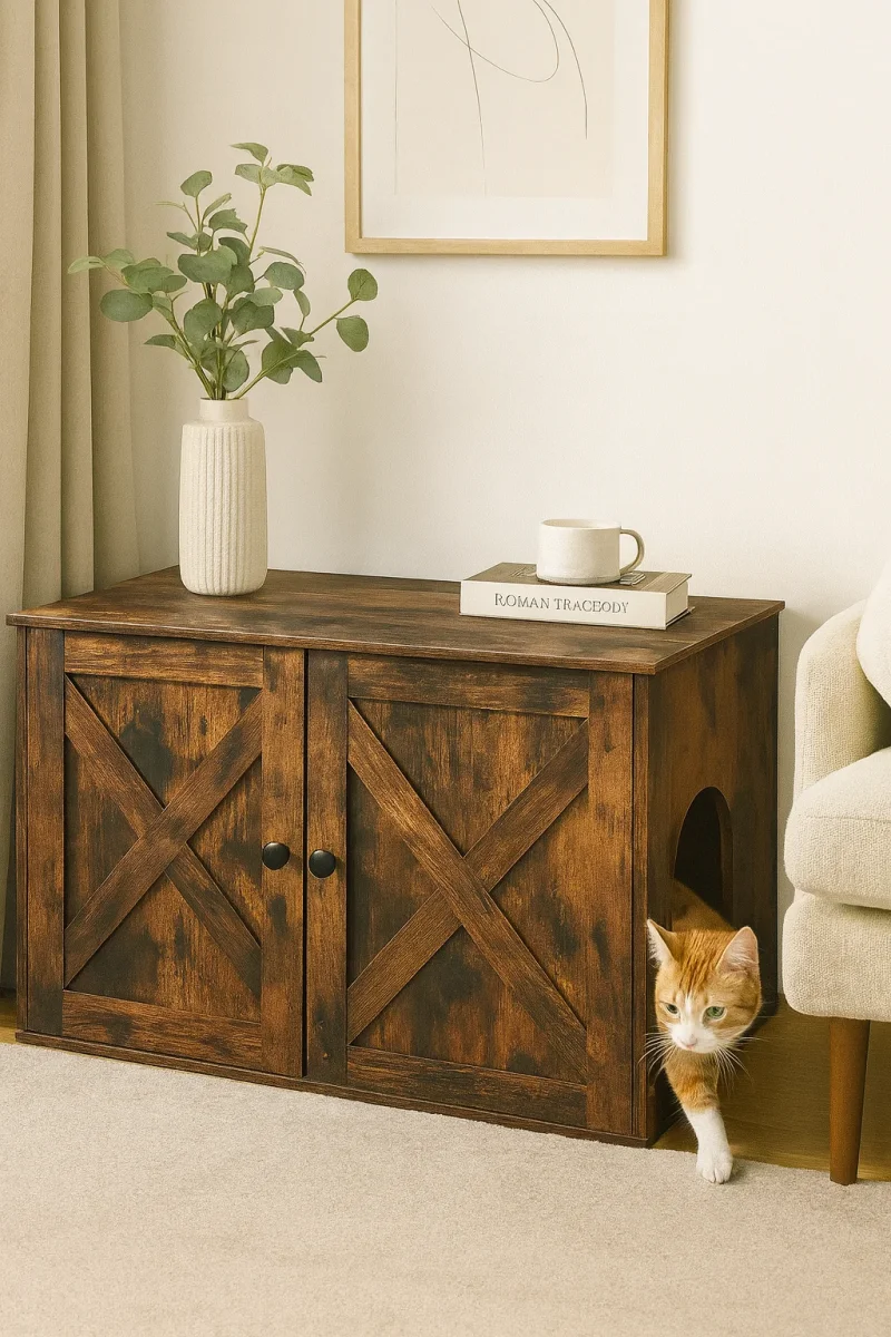 Meuble Litière Chat - avec Séparateur Amovible – Image 9