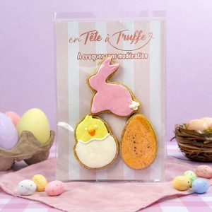 En tête à truffe – Sachet de biscuits de Pâques pour chien Trio glacé